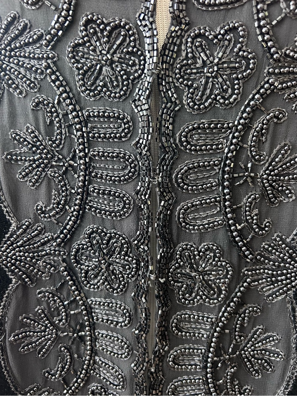 Vintage Oleg Cassini Black Tie Beaded Silk Velvet Formal Blazer Jacket Size L - Picture 8 of 10